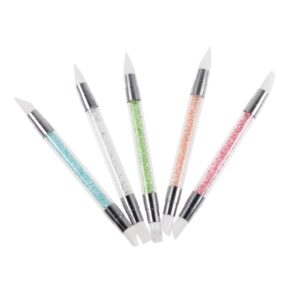 WOONEKY 5pcs Double Head Nail Drill Pen Set Nail Point Drill Bit Set Rhinestones Picker Multi-function Tool