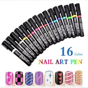 16 Colors Set Nail Art Pen for 3D Nail Art DIY Decoration Nail Polish Pen Set 3D Design Nail Beauty