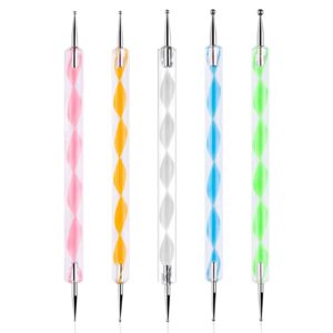 Sularpek 5Pcs 2 Way Dotting Pen Tool Nail Art Tip, Multicolor Dotting Tool Set, Dot Paint Manicure kit, for Embossing Pattern Clay Sculpting Nail Art