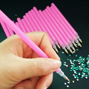 Baost 10 Pcs Nail Art DIY Rhinestones Picking Tools Nail Dotting Pens Pencil Nail Beads Rhinestone Pick Up Pen Set Marbleizing Dotting Tools For Nail Design Painting Random
