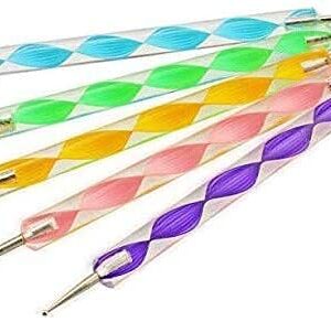 Mapperz 5 pieces Nail Art Dotting Marbleizing Tool Pen for Nail Decoration Stamping (Multicolour)