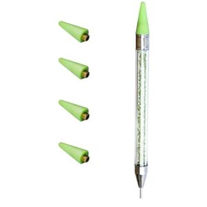 Diamond Painting Pen Nail Rhinestone Picker Dotting No Wax Pencil Dual-ended Gems Crystal Beads Handle Manicure Nail Art DIY 5D Diamond Art Painting Accessories Decoration Tool (Light green)