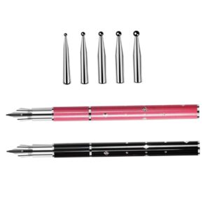 minkissy Nail Manicure Tools 2pcs Nail Art Pen Kit Fine Tip Portable Nail Art Brush Set 5 Replaceable Heads for Women and Girls