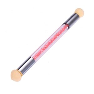 Yimart Double-ended Nail Art Gradient Shading Dotting Painting Pen Sponge Head Acrylic Rhinestones Handle Gel UV Brush Tools Manicure (Pink)