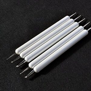 Elite99 5 x White Wooden Pearl Dot Painting Dotting Pen Nail Art Manicure DIY Tip Tools