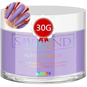 Saviland Purple Acrylic Powder – 30g Professional Nail Extension Powder> 3D Art Polymer> No Lamp Needed