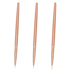 PLAFOPE Rose Gold Nail Art Brushes Set 3pcs Striping Pens Comfortable Grip Professional Manicure Line Drawing Tools for Home Salon