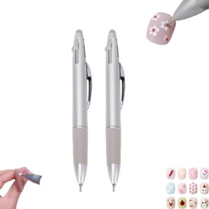 5 in 1 Nail Dotting Pen,5 in 1 Nail Art Dotting Pen,Thin Nail Art Dotting Drawing Pen,Dotting Tools Nail Art Wax Pen Refillable,for Beauty Salons and Diy Enthusiasts (2PCS)