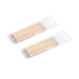 minkissy Professional Nail Art Painting Pen Set 10pcs Wood Rod Dual-end Pens for Easy Manicure Decorations