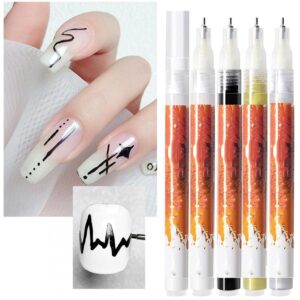 Nail Art Painting Pen Fine Tip>Portable Nail Art Pens>Nail Painting Drawing Nail Graffiti Pen Quick Dry DIY Flower Abstract Lines Details Nail Art Pen>Suitable For Acrylic/Natural/Gel Nail
