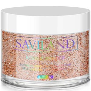Saviland Glitter Gold Acrylic Powder – 1oz Professional Color Acrylic Nail Powder for Acrylic Nails Extension> 3D Nail Art Acrylic Polymer Powder> No Need Nail Lamp