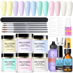 BORN PRETTY Acrylic Powder Set Crystal Clear Pink White Acrylic Powder for Nail Extension Nail Art Powder Beginner kit Acrylic Nails