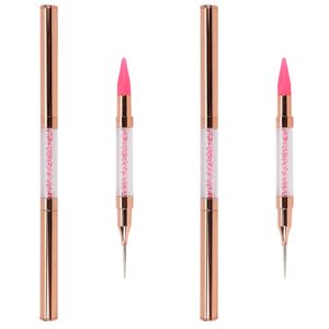 2Pack Dual End Nail Rhinestone Picker Dotting Tool Rhinestone Pen Tool Dual Tips Pick Up Applicator Nail Dotting Pen Wax Tip Beads Stones Gems Crystals Studs Picker