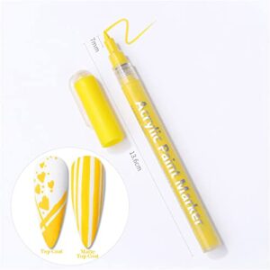 BLUGY 1pc Fashion Art Nail Pen Waterproof Nail Polish Pen Quick Dry Nail Painting Pen DIY Abstract Lines Pen for Nail Portable Tip Nail (16 Colors) 2.5ml