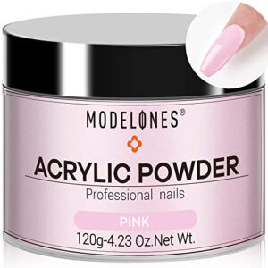 Modelones 4.23oz Lovely Pink Nail Acrylic Powder Professional Big Capacity Nail Art Powder for Nail Extension