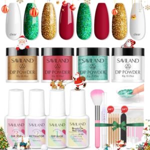 SAVILAND Glitter Acrylic Powder Set – Neon Acrylic Nail Powder Kit 10 Colors Professional Polymer Powder for Nail Extension No Nail Lamp Needed