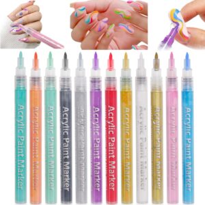 Nail Pens For Nail Art 12Pcs/Set Nail Art Pens 12 Colors Nail Polish Pens Quick Dry Nail Art Paint Smooth Graffiti Dotting Pen Waterproof Drawing Painting Nail Polish Design Pens