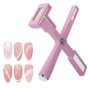5 in 1 Nail Magnet Set>2024 New Multi-Function Nail Magnetic Pens with Silicone Protective Case>Magnet Wand for Nail Cat Eyes Design Tool for Home Manicure (PINK)