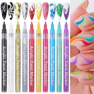 Nail Pen Nail Pen Waterproof Nail Polish Pen Quick Dry Nail Painting Pen DIY Abstract Lines Pen for Nail Portable Tip Nail for Painting Draw Nail Equipment (16 Colors) 2.5ml
