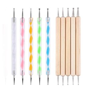1 Set Dotting Tools Two Ways Nail Art DIY Design Manicure Tools Women Use Point Drill Pen for Household Beauty Shop – (Style A, Color: No 1)