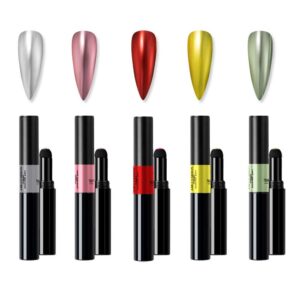 Vludiss Magic Chrome Nail Art Powder Pen Holographic Glitter Nail Powder Pen>Acrylic Powder Laser Effect>Rainbow Holo Nail Art Powder Decoration Pen