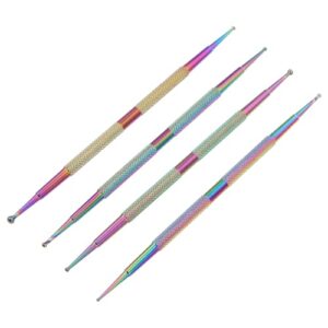 SKISUNO Versatile Nail Art Pen Set 4pcs Metal Tip Dotting Picker Tools for Nail Polish Crafts