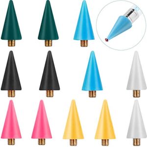 ORNOOU 12 Pieces Wax Replacement Head Tips Nail Rhinestones Picker, Diamond Rhinestones Picker Wax Replacement Head Accessories for Nail Dotting Pen to Pick Up Nail Gem Jewelry ect