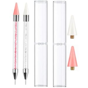 Lishae 2PCS Dual-Ended Nail Rhinestone Picker Tool, Wax Tip Pencil Pick up Applicator, DIY Nail Dotting Pen, Nail Art Pen for Gems, Stones, Crystals, Nail Accessories for Manicure