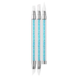 BinaryABC Nail Art Carving Pen Sculpture Pen,Dual Tipped Silicone Rhinestone Nail Tool Manicure Tool for Home Salon