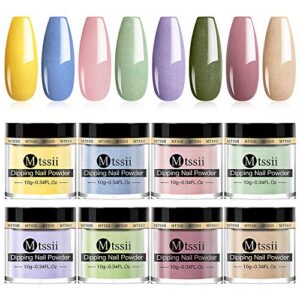 Dip Nail Powder Colors Set – MTSSII 8 Colors Dipping Powder Nail Set for Starter No Need UV/LED Lamp for French Nail Manicure Nail Art with Gift Box