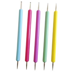 Vaguelly Nail Art Tools Kit 5pcs Manicure Dotting Pen Set Diy French Manicure Safe Easy to Hold