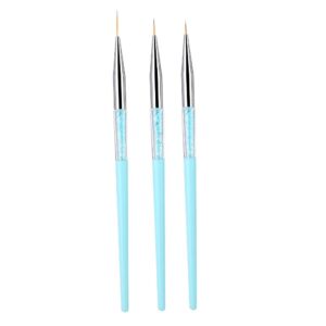 Sonew Nail Art Dotting Liner Brush, 3pcs Gel Painting Pen Drawing Tool Set Rhinestone Handle, Gel Dotting Painting Drawing Polish Manicure Tools(blue)