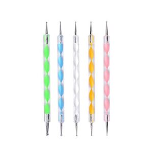 Nail Art Dotting Tools, 5pcs 130mm Nail Dotting Pen Marbleizing Tool Set professional stainless steel nail art dotting tools (5 Colour)