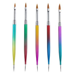 5pcs Set Nail Pen Set Rhinestone Double Head Metal