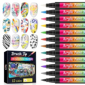 Saviland Nail Art Pens Set – 12 Colors Quick Drying 3D Nail Polish Pens Color-fast Nail Art Pens Fine Tip Nail Point Graffiti Dotting Tools Manicure Drawing Painting Liner Pens for Nails Art Design