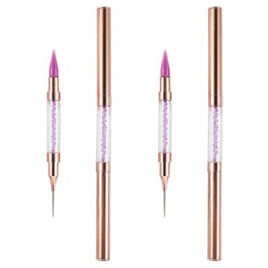 Orybot 2Pcs Dual-Ended Nail Rhinestone Picker Dotting Pen,Diamond Stick Crayon Nail Art Pen,Wax Tip Rhinestone Pen Tool,Nail Art DIY Decoration Tool,Beads Gemstone Crystal Stud Earring Picker(Purple）