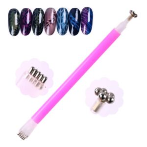 Nail Art Design Pen, Double-headed Magnetic Nail Painting Dotting Brush Professional Acrylic Magnetic Gel Tool Dotting Pen