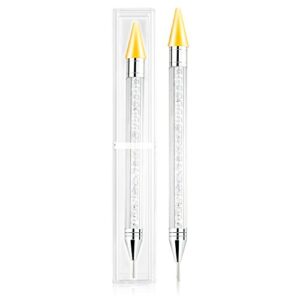Dual-ended Nail Art Rhinestones Picker Dotting Pen Wax Pencil Picker Manicure Tool Nail Art DIY Decoration Beads Gems Crystals Studs Picker Tool (White)