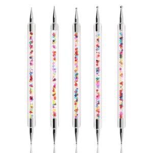 yisinuoo 5PCS (10sizes) 2 Ways Dotting Tools, Nail Art Tools for Painting Nail Design Kit With Colored Handles Acrylic Nail Art Pen Dot Paint Manicure Kit for Home DIY Nail Salon