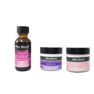 Mia Secret Liquid Monomer 1 oz + Powder 1 oz x 2 (White + Natural Pink)