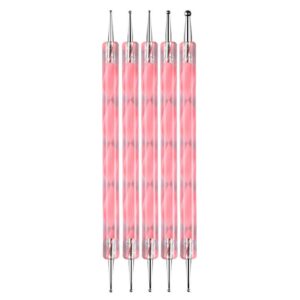 Double Ended Nail Art Dotted Pen Nail Point Drill Pen Manicure Decorative Tools Set Pink 5 PcsDeft and Professiona