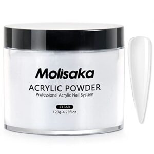 Molisaka 4.23oz Clear Acrylic Nail Powder> Lasting Acrylic Powder for Extension French Nail Art> Acrylic Nail Supplies Sets for Nails Beginners or Salon