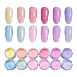 UDOO Premium Acrylic Nail Dip Powder Set of 12 Shimmery Colors> 0.53 Ounce / Color