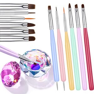 Nail Art Dappen Dish Acrylic Liquid Powder Dappen with Nail Art Brushes Set Builder Gel Brush Liner Brush> Crystal Cup Glass Nails Cup with Lid for Acrylic Liquid Nail Art Manicure Care Tools