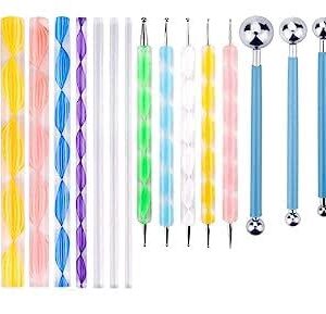 SCHMIDT (17pcs Complete Dot Mandala Set) Nail Art Dotting Marbleizing Tool Pen for Nail Decoration Stamping and Dotting Acrylic Twist Sticks Wax Pencil Manicure Nail Art Tool DIY Supplies Cake
