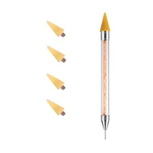 Diamond Painting Pen Nail Rhinestone Picker Dotting No Wax Pencil Dual-ended Gems Crystal Beads Handle Manicure Nail Art DIY 5D Diamond Art Painting Accessories Decoration Tool (Yellow)