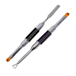 minkissy 2PCS Double Ended Nail Art Pen Tool Set Steel Push Pen and Nail Pen for Nail Extension and Crystal Glue Application Black Color for Women