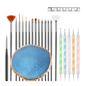 MEELYHOME Resin Nail Art Mixing Plates Finger Holder Nail Painting Brushes For Nail Beauty And Cosmetics Multiple Color Compartments