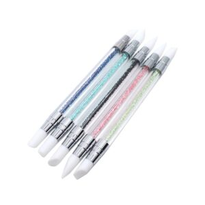 Sscon 5Pcs Nail Art Carving Pens Dual Tipped Silicone Nail Art Painting Pens,Five Colors