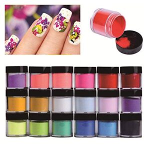 DIY Nail Acrylic Powder> Poss shop 18 Colors Nail Acrylic Powder Sets Art Tips UV Gel Powder Design Decoration 3D Manicure